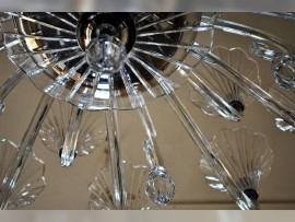 Detail of silver chandelier and cut glass