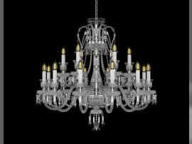 Baccarat-Lampe mit 18 Armen aus silbernem Metall