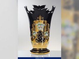 30,5 cm hoch Schwarze Vase mit Vergoldung