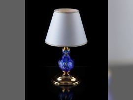 Blaue Tischlampe aus Überfangglas 2