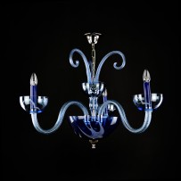 3-armiger Murano-Kronleuchter in der Farbe Opalblau